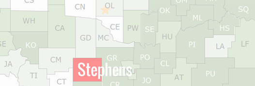Stephens County Map